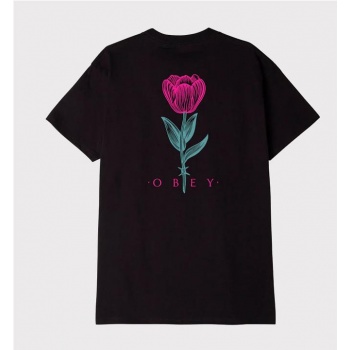 OBEY BARBWIRE FLOWER TEE NEGRO