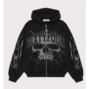 6IXT4OUR SKULL ZIPPER NEGRO